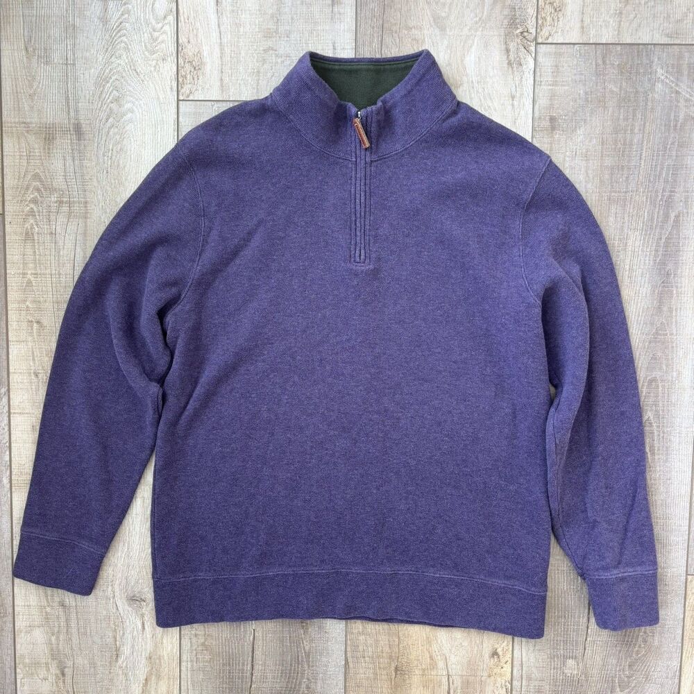 Lands End Mens Purple 1/4 Zip Pullover Sweater Size XL Cotton Heritage Classic - Picture 6 of 11